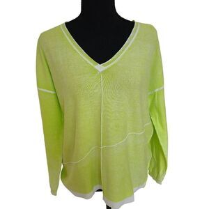 Ten Oh 8 Womens Green V Neck Pull Over Cotton Sweater Size Large